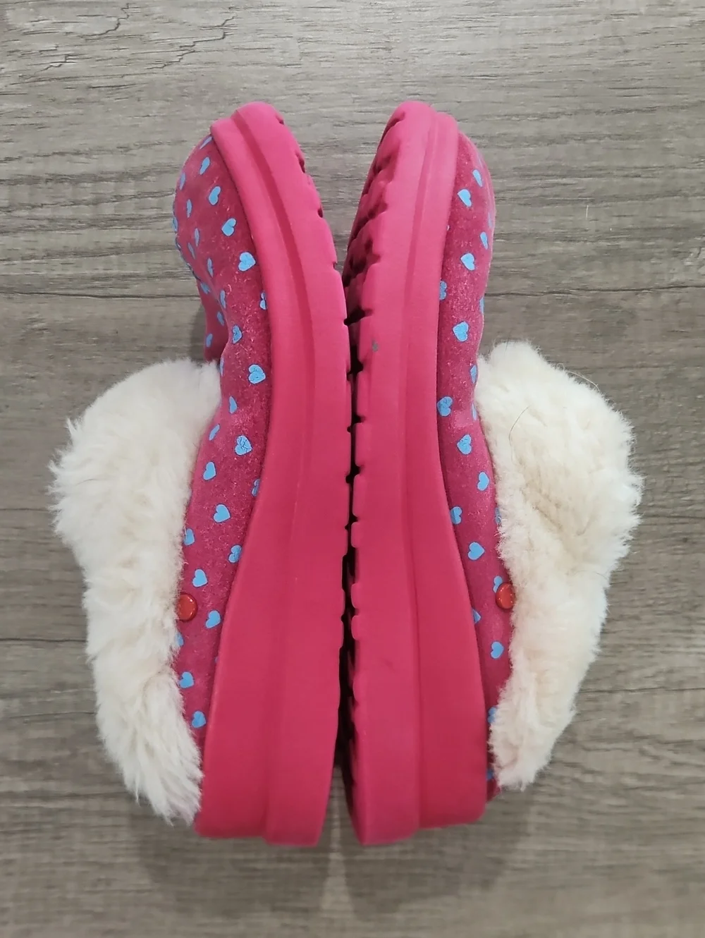 Ugg I love UGG Pink suede Heart Slippers size 5
